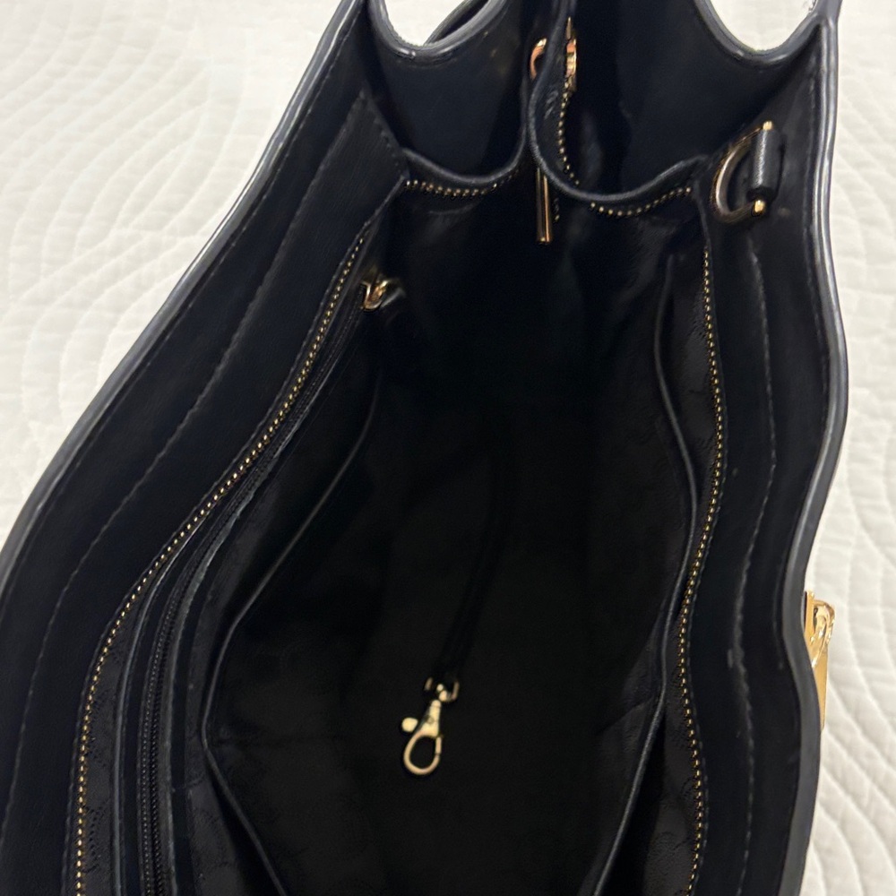 MICHAEL Michael Kors Black Hamilton Satchel with Gold Accents - Picture 11 of 15